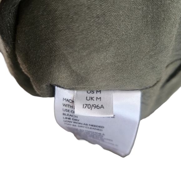 Anthropologie Nicole Linen Blend Green Puff Sleeve Shirt Dress - Picture 5 of 11